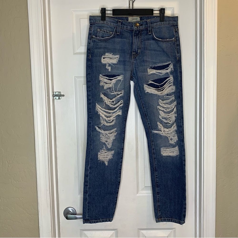 Current/Elliott The Fling Westward Destroy W/Repair Jeans Size 26